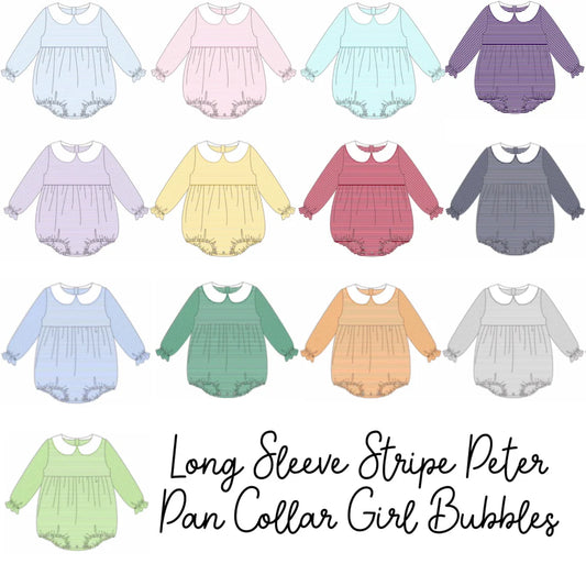 Striped Long Sleeve Bubble with Ruffle sleeves