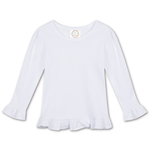 Girls Long Sleeve Ruffle Hem Shirt